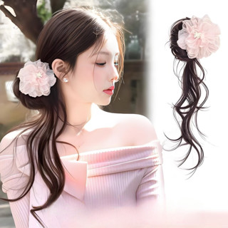 Đuôi Ngựa Tóc Giả Nối Dài Tóc Giả Cho Người Phụ Nữ Camellia Kẹp Tóc Phụ Kiện Tóc bun Tự Nhiên Tổng Hợp Tóc Giả