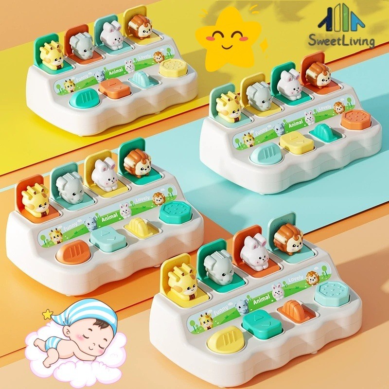 Xếp hình peek-a-boo mèo trò chơi hộp công tắc bật lên ,trau dồi tư duy logic, Đồ chơi giáo dục,1-3 tuổi