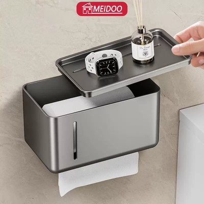 MEIDOO Giữ giấy vệ sinh, Hộp khăn giấy có nắp, giữ khăn giấy không thấm nước, treo tường không khoan