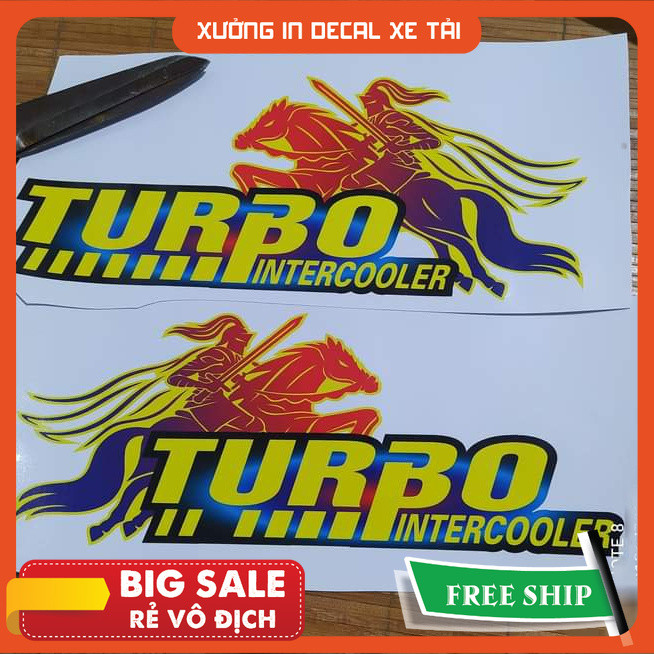 BỘ TEM TURBO  DÁN TRANG TRÍ XE TẢI, XE BEN, Ô TÔ.. CỬU LONG, HOWO. Tem chữ Turbo dán xe (sl:2 tem)