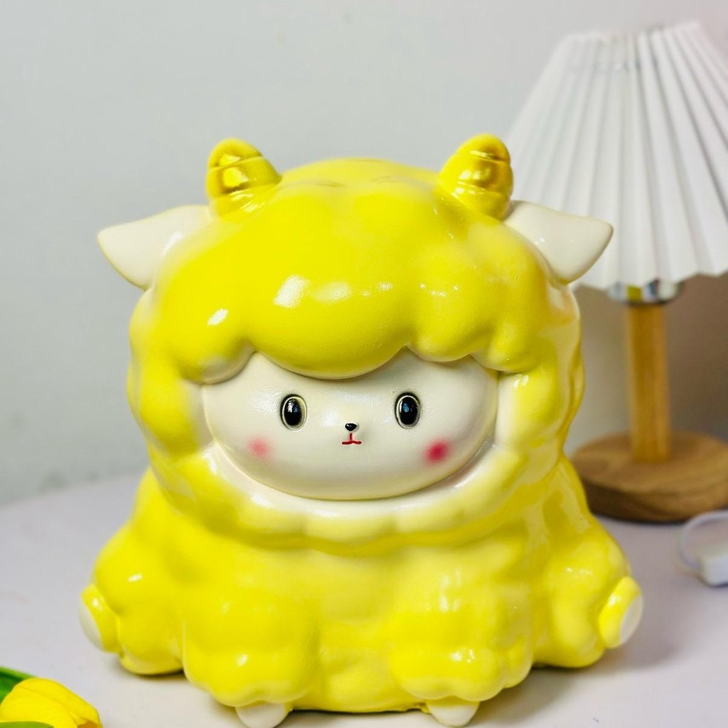 [LỖ TRÒN] Ống tiết kiệm CỪU KUTE | Size TO (C26xD26xr22) | Heo đất/Lợn đất, Ống heo, decor