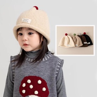 Mùa Đông Ấm Áp Cho Bé Mũ Dệt Kim Dễ Thương Pompom Trẻ Sơ Sinh Beanie Mũ Hàn Quốc Màu Trơn Trẻ Em Bé Trai Bé Gái Mũ Len