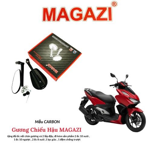 Gương Magazi MG5 Vân Carbon Nhập Khẩu – Lắp Xe Yamaha Vario Chính Hãng