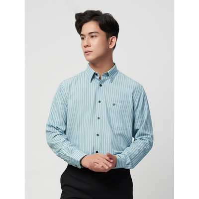 Sơmi dài tay vạt tròn VIETTIEN vải sợi hoa hồng phom regular VT00000227