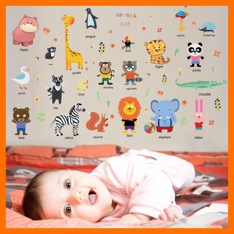 Decal dán tường vườn thú tiếng anh 04 HM 92025