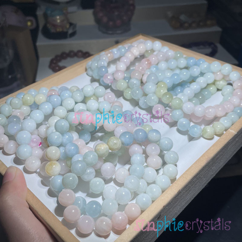 Vòng tay Morganite Milky đầy màu sắc tự nhiên