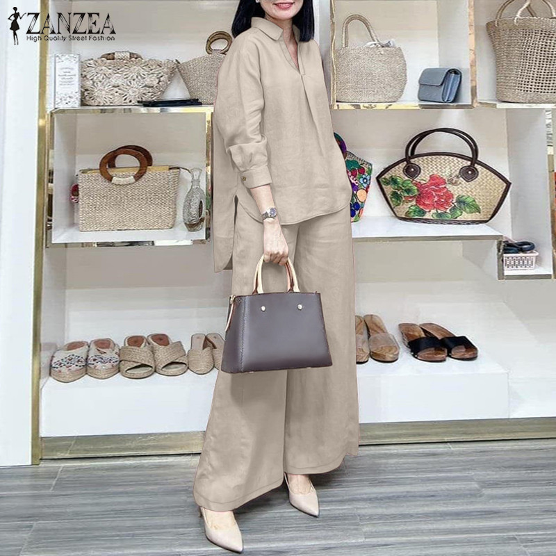 Zanzea Nữ Hàn Quốc Xếp Ly Tay Đèn Lồng Co Giãn Dây Thắt Lưng Rộng Hai Mảnh Trang Phục | BigBuy360 - bigbuy360.vn