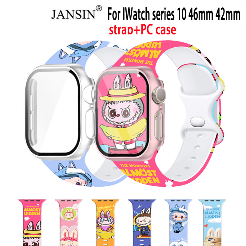 jansin Dây Silicon Cho IWatch series 10 46mm 42mm Vỏ ngoài+Watchband Thay Thế Dây Đeo Thể Thao Cho i