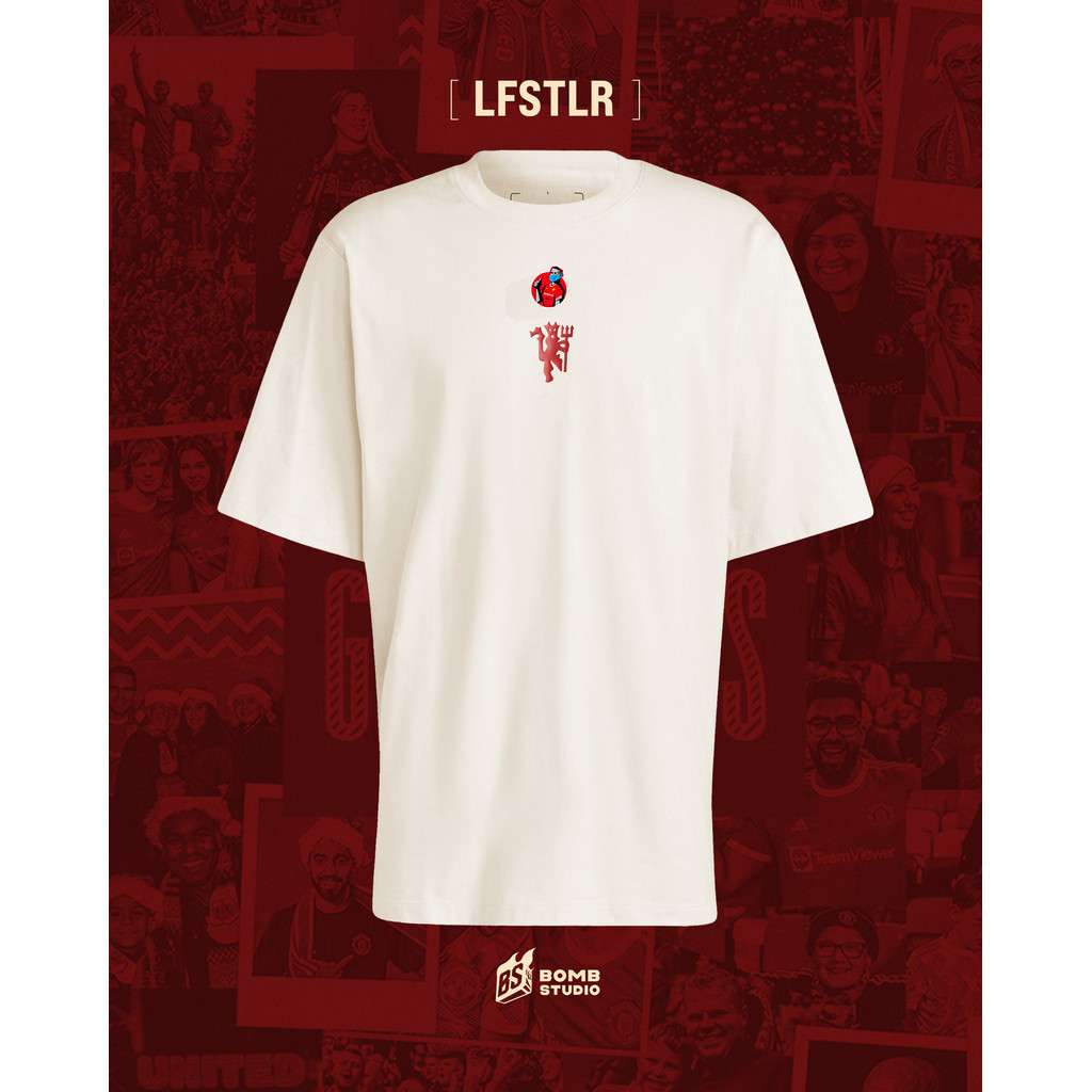 Áo thun Manchester United Lifestyle cổ tròn LFSTLR Oversized màu kem - BOMBSHOP [TS223]