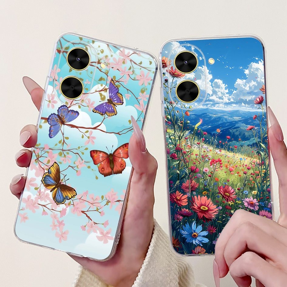 Vỏ Mềm Cho Xiaomi Poco C71 4G Ốp Lưng Hoa Thời Trang Mới Bướm Đá Cẩm Thạch Silicon Mềm Cho Xiomi Poc