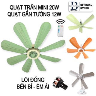Quạt trần mini 5 cánh 6 cánh 8 cánh có điều khiển từ xa treo đỉnh màn phòng ngủ lõi đồng êm ái đuổi muỗi cho trẻ nhỏ