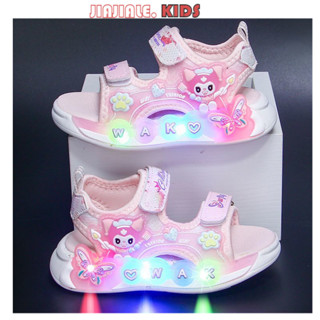  Xăng đan chiếu sáng Kuromi mùa hè cho bé gái giày đi biển đế mềm chống trượt 