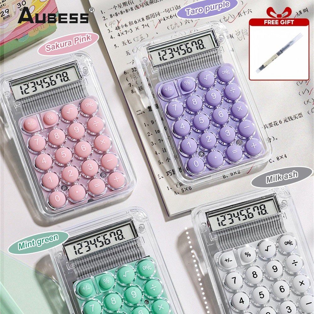 【Quà tặng】Máy tính bỏ túi mini trong suốt Digit Silent Calculator Mini Version Học tập hỗ trợ máy tí