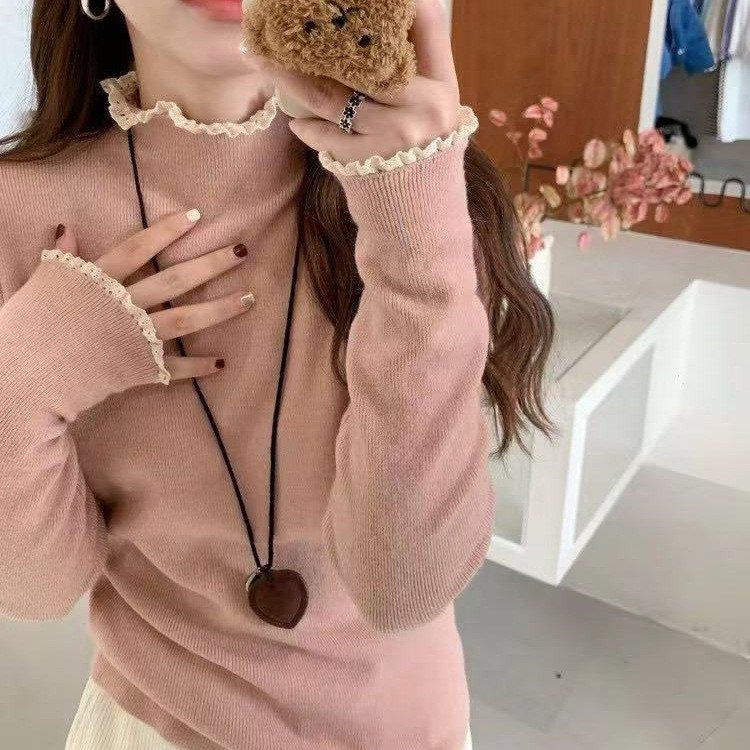 YAYUAN Áo len nữ dài tay áo lót mới màu hồng | BigBuy360 - bigbuy360.vn