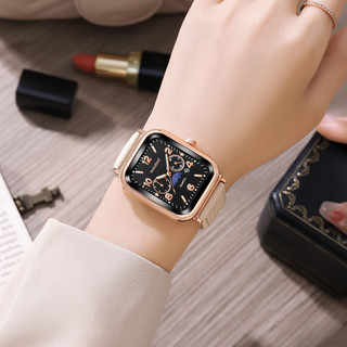  Đồng hồ thời trang mới hình chữ nhật nữ cao cấp có lịch hình thoi đồng hồ nữ 