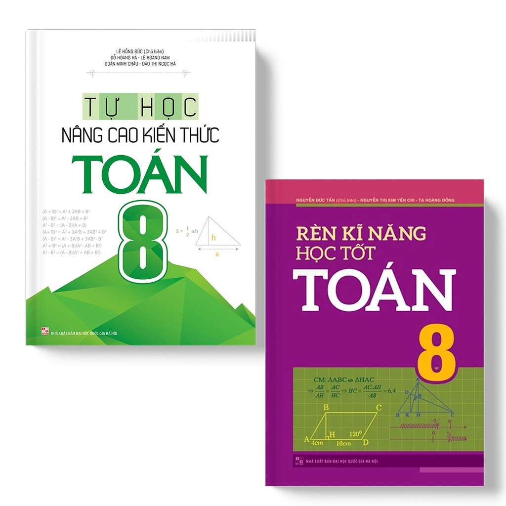 Sách - Combo 2 Cuốn Rèn Kĩ Năng Học Tốt Toán Lớp 8 + Tự Học Nâng Cao Kiến Thức Toán Lớp 8 - MLB