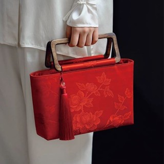  Thơm Mây Gạc Mới Trung Quốc Túi Cưới 2024 Phong Cách Mới Màu Đỏ Túi Cưới Sườn Xám Phong Cách Trung Hoa Cô Dâu Túi Xách Nữ 