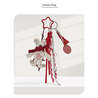 Rc rcy Hàn Quốc ins Phong Cách Năm Mới Gấu Đỏ Mặt Dây Chuyền Siêu Đẹp Móc Khóa Cô Gái miu Series Túi Mặt Dây Chuyền