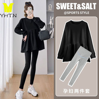 YHTN set bầu thu đông bộ thời trang bà quần mẹ thun đồ đi chơi cho áo đũi xinh đẹp cotton bigsize mùa nữ do bau sét sang chảnh tiệc