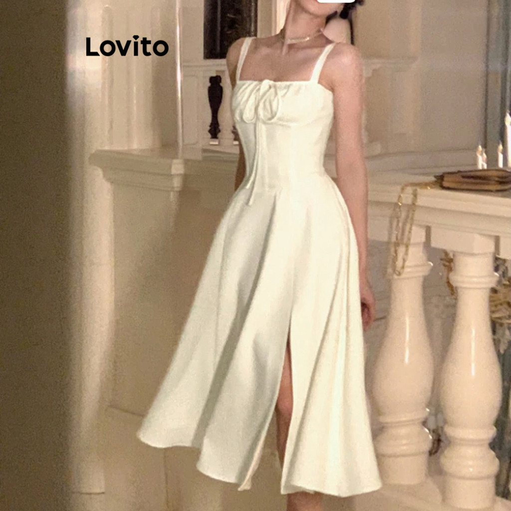 (KOL‘s pick) Đầm Lovito cột dây lưng màu trơn thanh lịch cho nữ L74ED185(Nhiều màu) | BigBuy360 - bigbuy360.vn