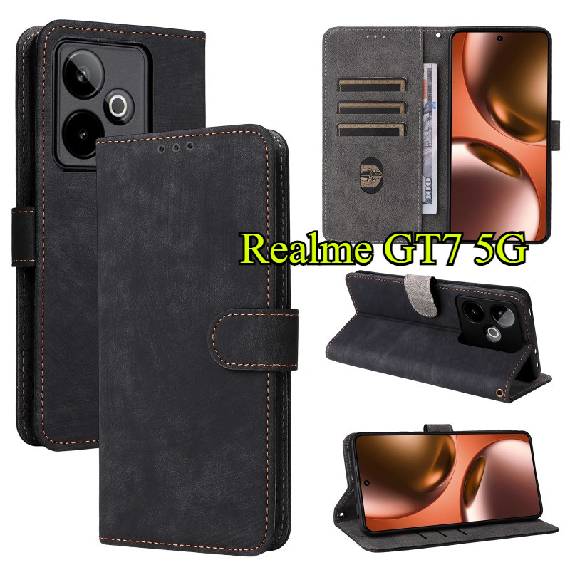 Dành Cho Realme GT7 GT 7 GT7 Pro GT 7T 4G 5G 2025 Sang Trọng Lật Da Điện Thoại Khe Cắm Thẻ Ví Đứng G