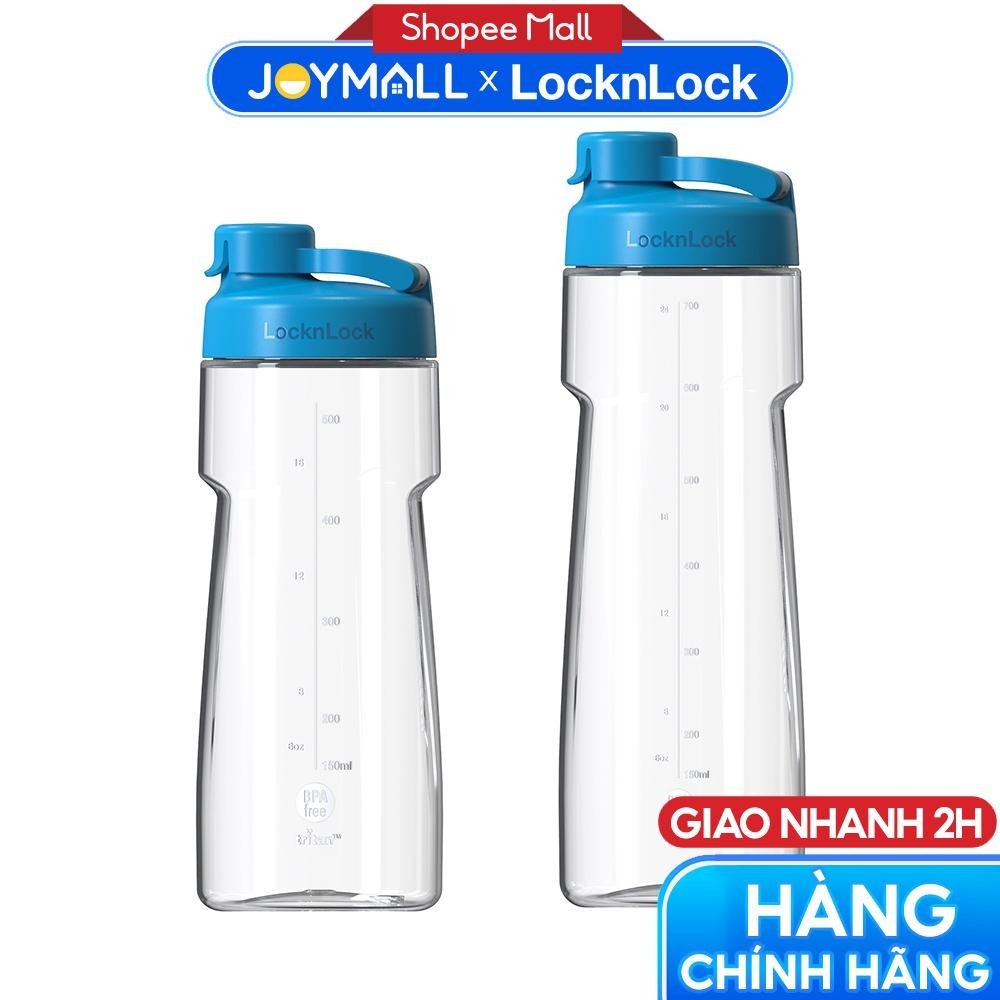 Bình nước nhựa thể thao LocknLock 550ml ABF723BLU, 730ml ABF724BLU, Hàng chính hãng, nắp bật-JoyMall