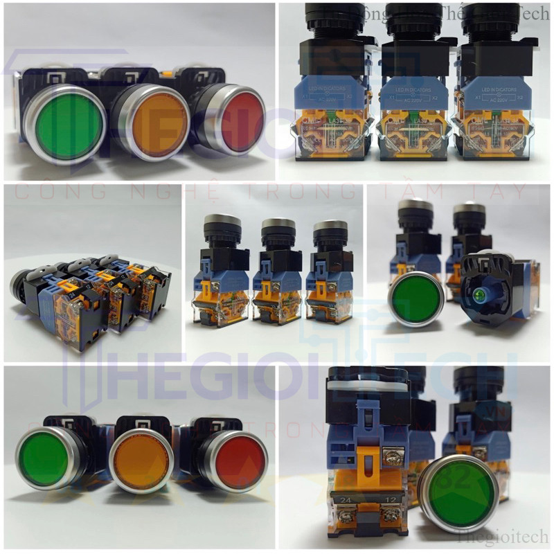 Nút Nhấn Có Đèn Phi 22 Xanh Đỏ Vàng, Nút Nhấn Nhả Nút Nhấn Tự Giữ LA38-11D LA38 GIÁ TỐT
