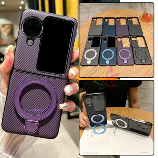 Ốp Điện Thoại Da Cao Cấp Có Giá Đỡ Từ Tính OPPO Find N3 Flip N2 Flip PC Vỏ Chống Sốc Cứng