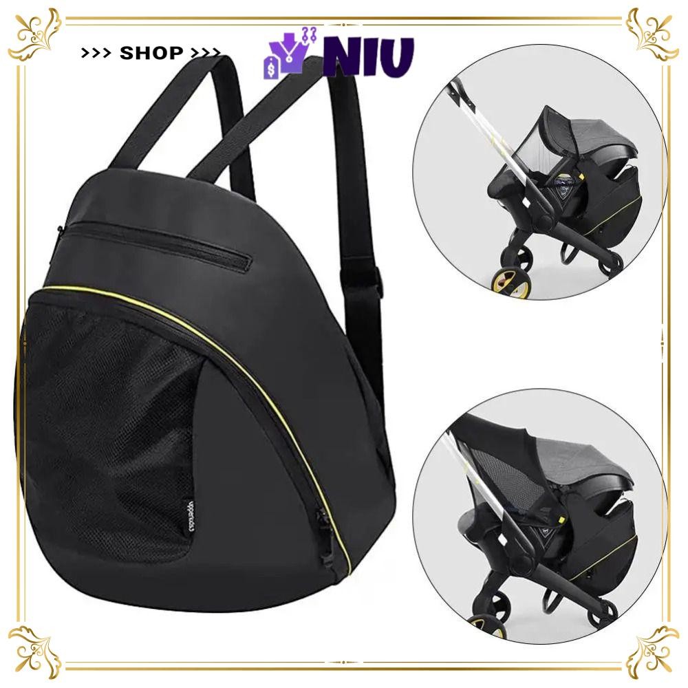 Túi đựng tã NIU Mommy, Túi đựng tã đen 2 trong 1, Xe đẩy Doona chống nước dung tích lớn