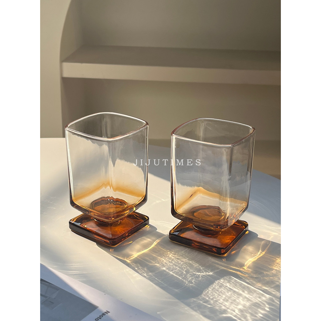 Trung Cổ Ngắn-Footed Glass ins Wind Glass Juice Glass Bubble Water Glass Cocktail Glass Bia Glass
