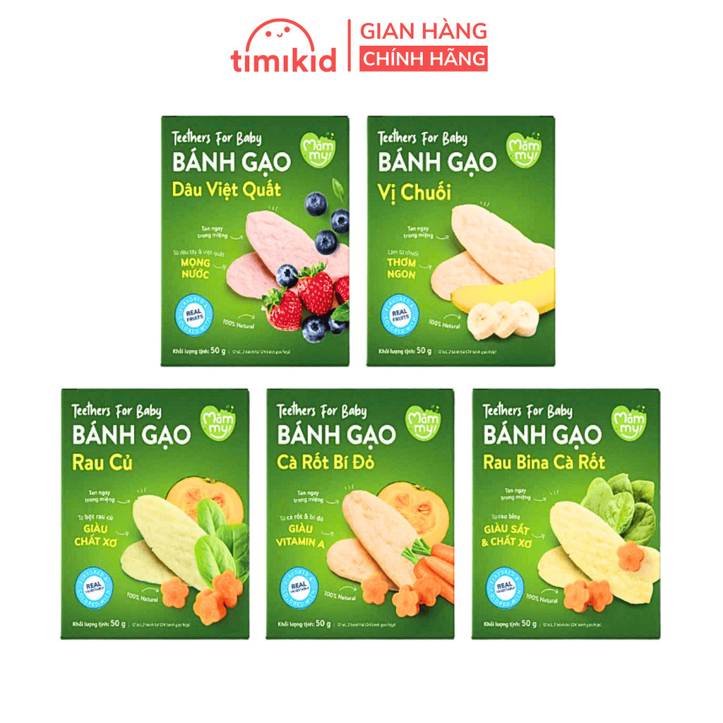 Bánh Gạo Ăn Dặm Dẹt Rau Củ Mămmy Giúp Bé Tập Nhai Bổ Sung Dinh Dưỡng, Hỗ Trợ Tiêu Hóa Cho Bé Từ 7 Tháng