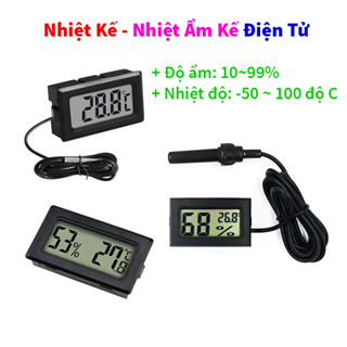 Nhiệt Kế, Nhiệt Ẩm Kế Điện Tử đo nhiệt độ -50*C ~100*C, độ ẩm 10~99% có đầu dò chống nước, dây dài 1 mét (có sẵn pin)