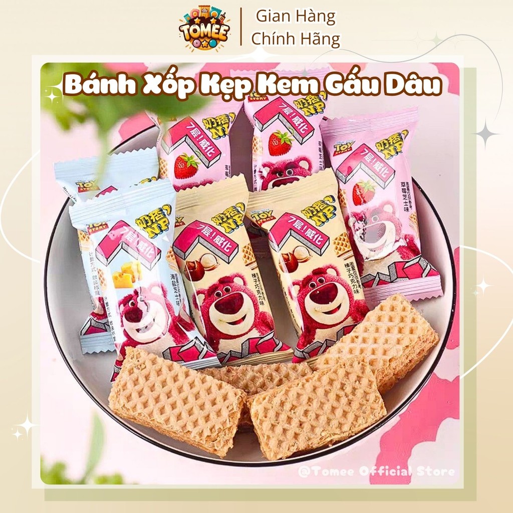 Bánh Xốp Kem Gấu Dâu Losto Dâu / Phô Mai / Hạt Dẻ, Bánh Quy Gấu Dâu Losto Disney AVLS