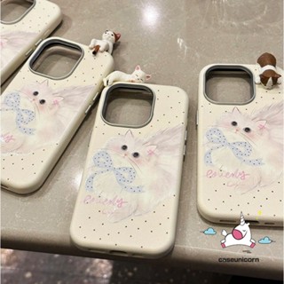  Cat Bow Blush Kitten Retro Wave Point 3D DIY Doll Case Tương thích cho IPhone 16 11 15 14 13 17 12 Pro Max 17 Air XR X 16 15 14 Plus XS Max Khung ống kính sang trọng Vỏ kết cấu da 