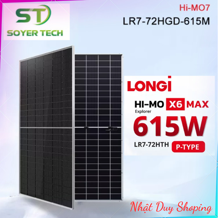 TẤM PIN LONGi 615W - JA 545W  TẤM PIN NĂNG  LƯỢNG MẶT TRỜI 615W- Hi-MO 7- 545W JA.
