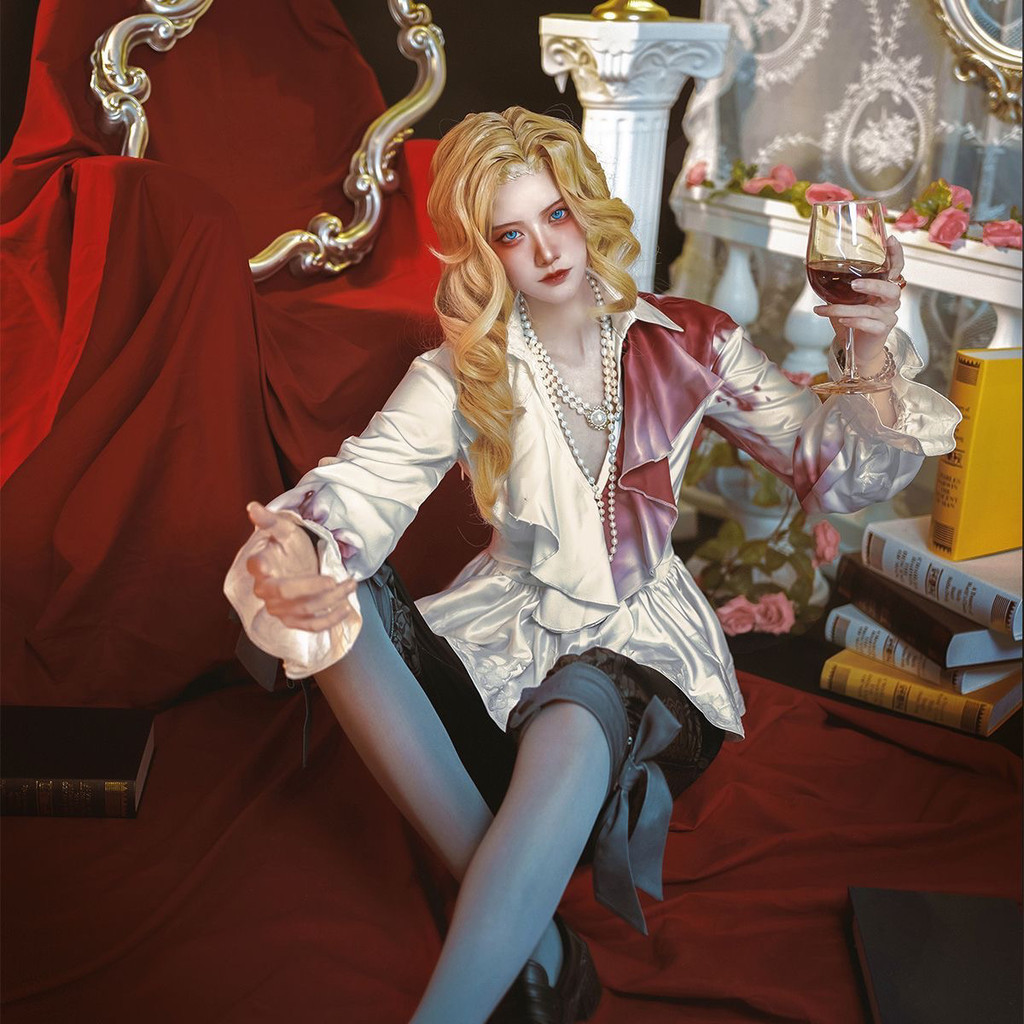 Trang Phục cosplay Identity V Nhiếp Ảnh Gia Joseph Hangover - Áo Rượu Vang Đỏ Hoa Hồng Kì Lạ