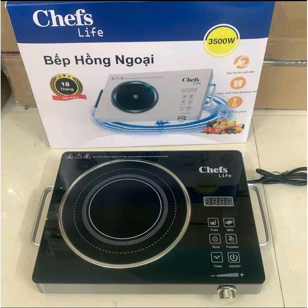 Bếp từ hồng ngoại cảm ứng CHEFS LIFE - BH 1 NĂM] Nút xoay tinh chỉnh nhiệt độ Bếp Điện