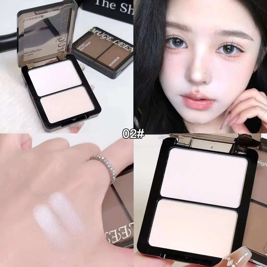 Hai tông Bronzer Matte Highlighter Contour Palette 3D Bronzer Highlighter cho Face Powder Họa Tiết C