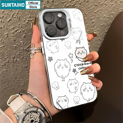 Suntaiho Thẩm Mỹ Vỏ Điện Thoại Họa Tiết Chikawa Dễ Thương Cho iPhone 11 12 13 14 15 16 Pro Max IP TPU Silicone IDM Cứng Cao Cấp Chống Sốc Ốp Lưng