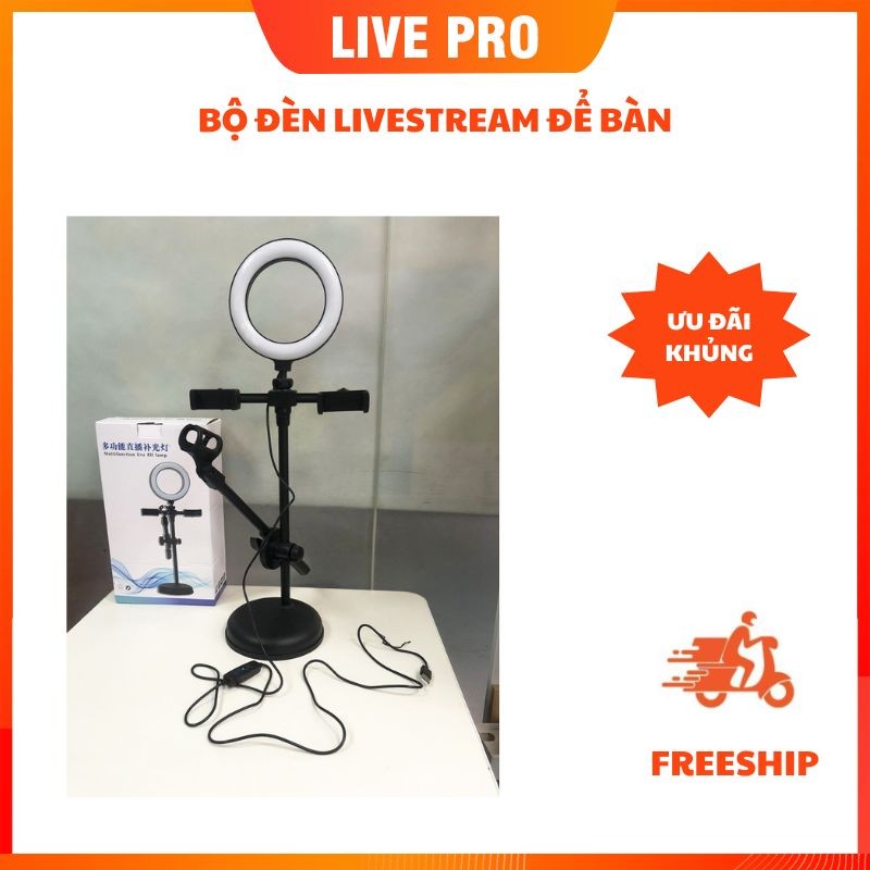 BỘ ĐÈN REVIEW ĐỂ BÀN | Quay video review sản phẩm, điều chỉnh linh hoạt, kèm kẹp điện thoại xoay 360