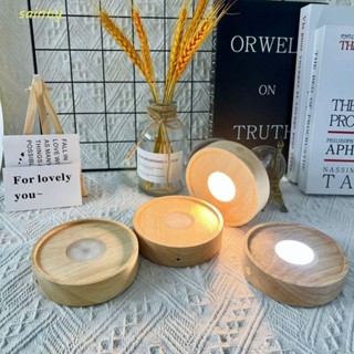 Đế đèn LED bằng gỗ SAINTY, Giá đỡ đèn tròn INS có thể sạc lại, DIY Nhiều màu 10cm Đèn LED hiện đại Đế trưng bày nghệ thuật Trang trí nội thất