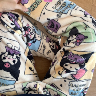 2025 Mới Hello Kitty Kuromi Sang Trọng Flannel Quần Ngủ Dài, Mùa Đông Ấm Áp Dày Dễ Thương Thường Ngày Đáy Ngủ Nữ Rời Nhà Quần