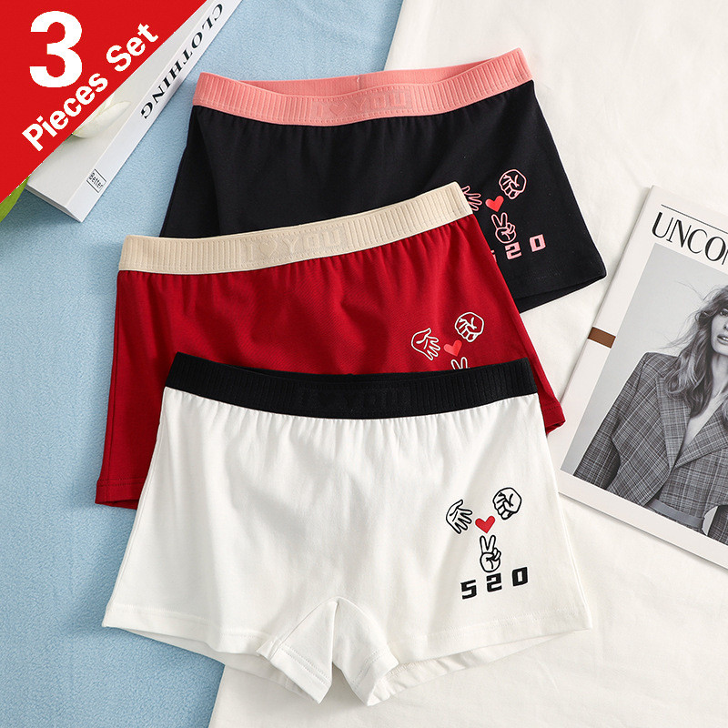3 Chiếc Màu Trơn Cotton Nữ Quần Lót Nữ Boxer Thoáng Khí Bé Gái Boxer Quần Short Hợp Thời Trang A6383