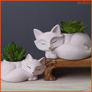 Kra Little Fox Bê Tông Nồi Silicon Khuôn Mọng Nước Hoa Đất Sét Xi Măng Thạch Cao Khuôn DIY Nhà Vườn Chậu Hoa Moul