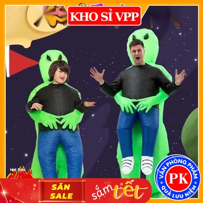 Đồ hóa trang Halloween bộ đồ bơm hơi hóa trang người ngoài hành tinh xanh lá vui nhộn E1084
