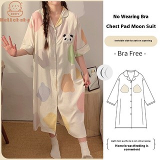 Hellobaby Váy ngủ bà bầu Hellobaby có miếng đệm ngực cho con bú kiểu dáng mỏng cho con bú