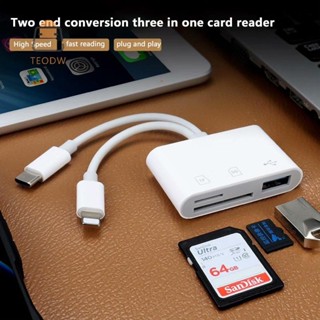   TeOdw-t  Đầu đọc thẻ 2 trong 1 loại C Lightning To SD TF Thẻ nhớ có cổng sạc USB cho máy tính  MỚI  