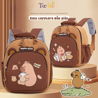 Balo mẫu giáo đi học cho bé trai bé gái in hình Capybara ngộ nghĩnh đáng yêu, Cặp sách cho bé mầm non thời trang 2025