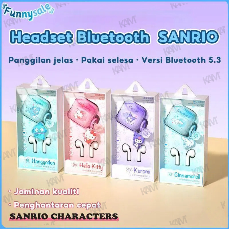 [Kam] Tai nghe không dây Bluetooth 5.4 Sanrio EJ-116 có vỏ bảo vệ tai nghe hoạt hình tuổi thọ pin dà