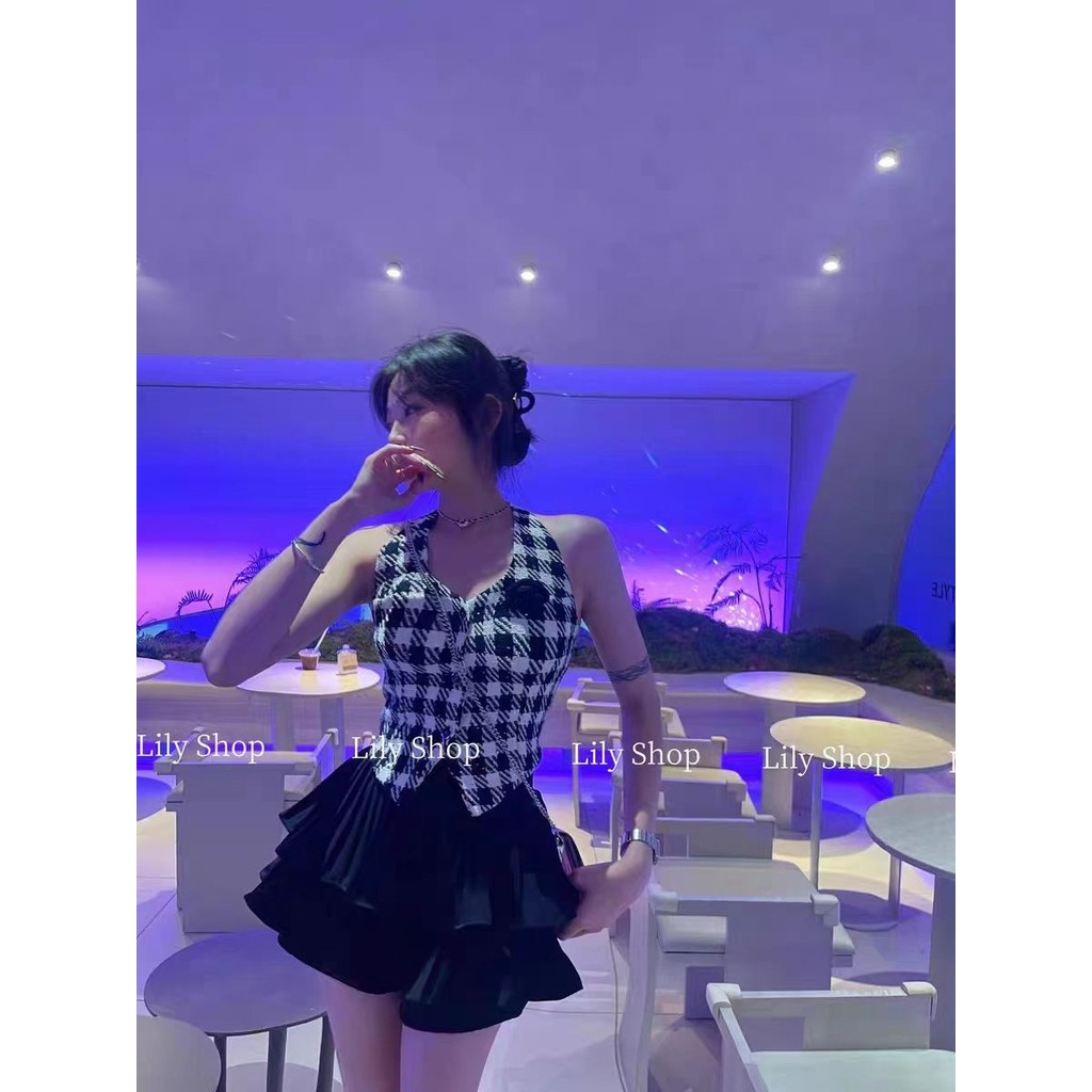 Áo kẻ sọc dệt phong cách Chanel Camellia không tay Take Follow Me Z4OC